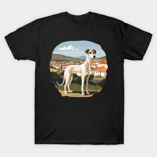 Galgo Espanol Greyhound Spanish Village Landspace T-Shirt